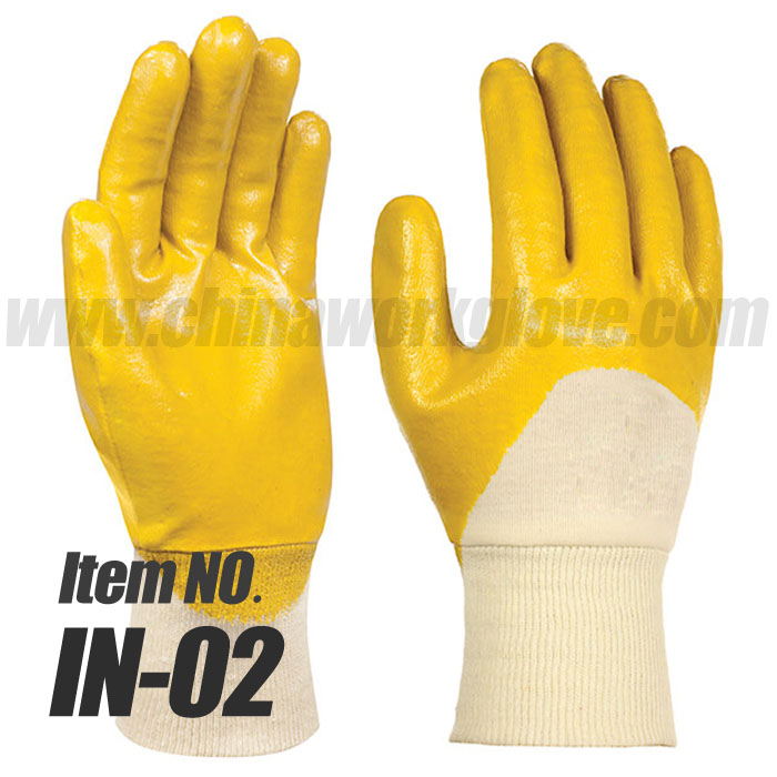 Cotton Interlock Liner with 3/4 Nitrile Coated Industrial Work Glove